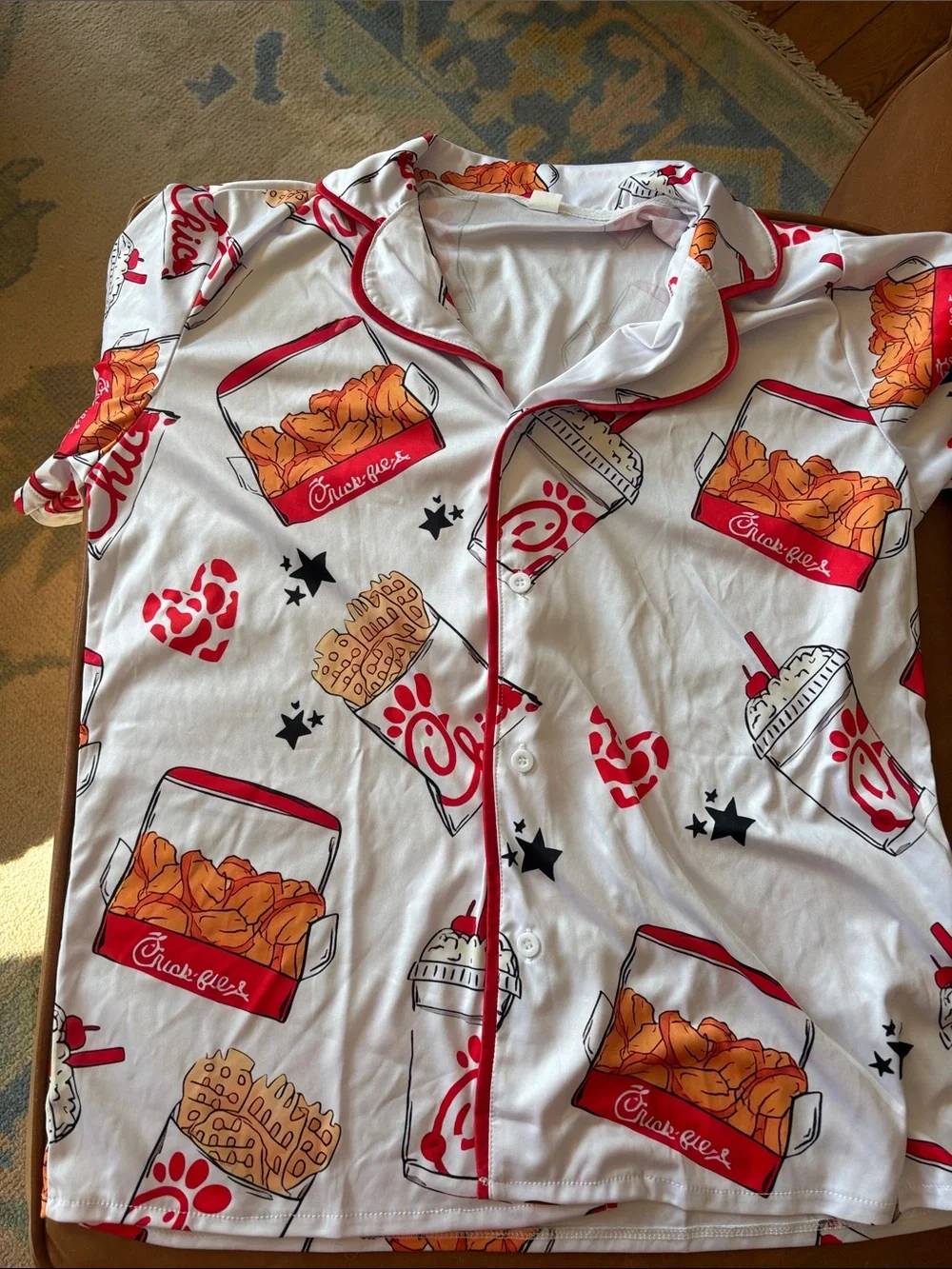 Chick-fil-A Graphic Pajama Set - White with Red & Orange Print